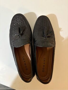 Doma Black Woven Tassel Slip-On Loafers
